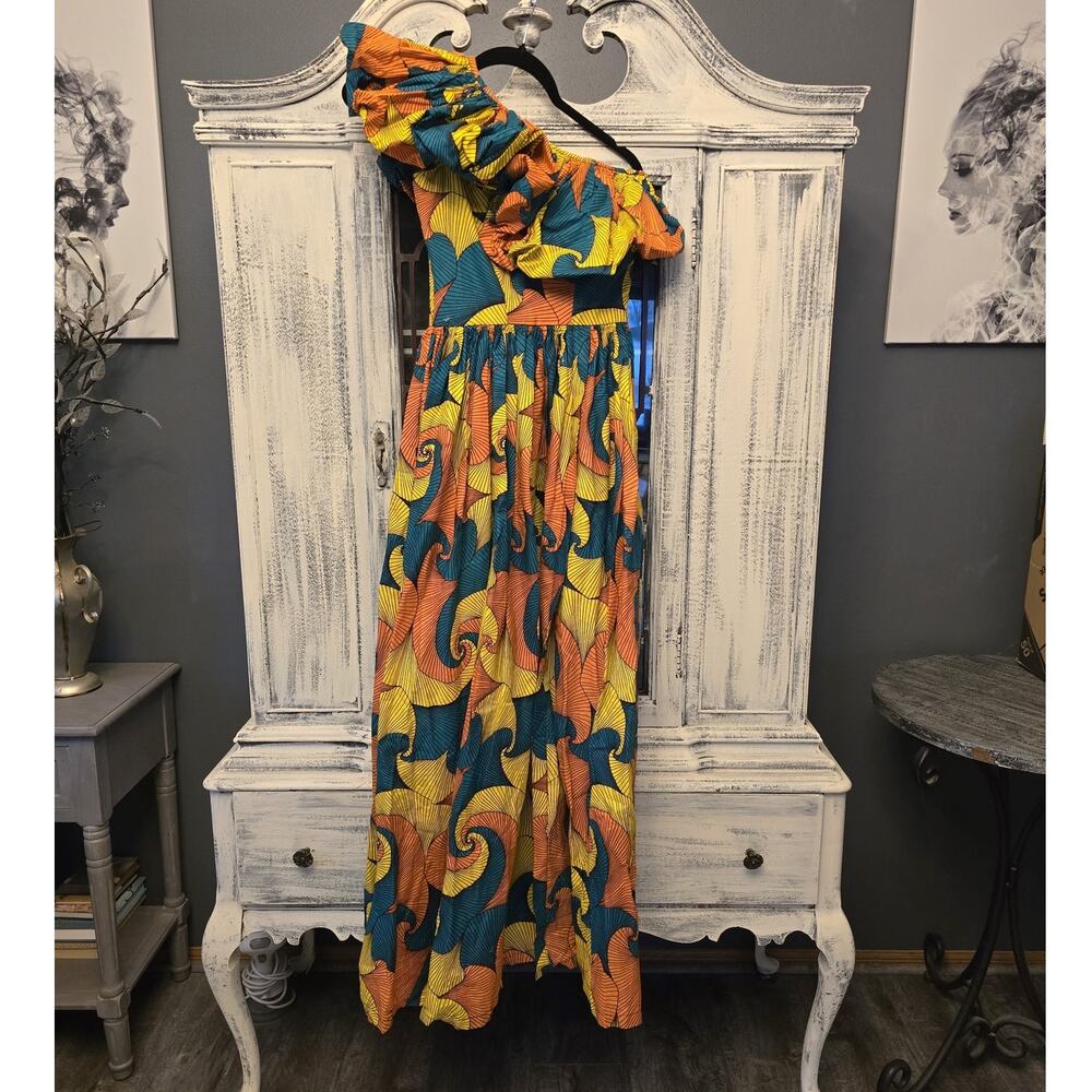 NWT SIKA Printed Multi-Color One-Shoulder Ruffle Dress - Size 00 - Picture 4 of 4